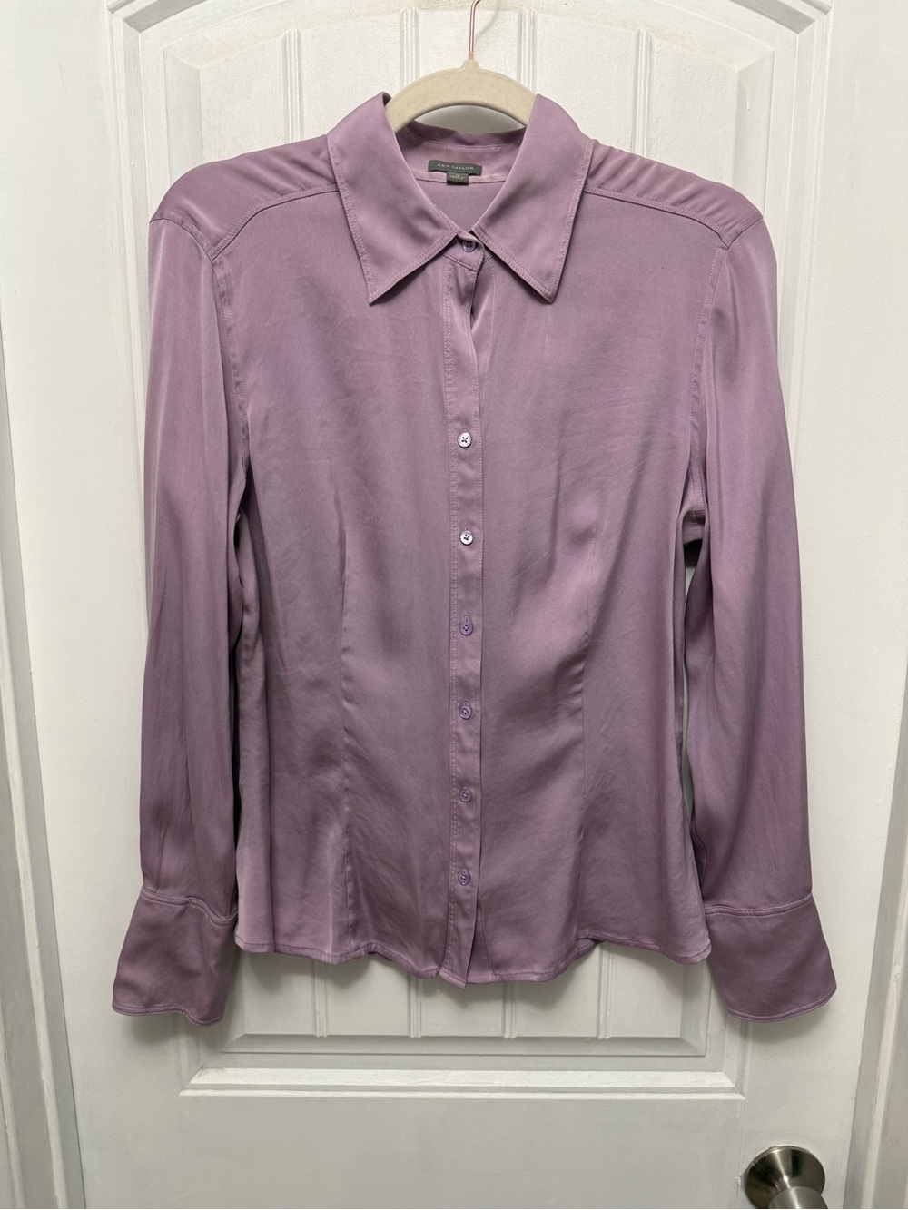 Vintage Ann Taylor Lilac Silk Button-Down Blouse size 12 (11-1)